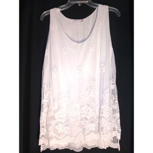 Own It Tank Top Small  Lacy Gauze Embroidered Lined Fairy Cottagecore Whimsical